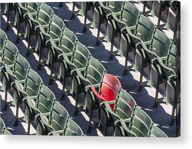 #21 Acrylic Print featuring the photograph Lone Red Number 21 Fenway Park by Susan Candelario #21 Acrylic Print featuring the photograph Lone Red Number 21 Fenway Park by Susan Candelario