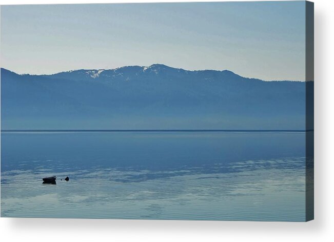 Lake Tahoe Ca Acrylic Print featuring the photograph Lonely Lake Tahoe Row Boat by Marilyn MacCrakin