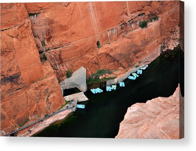 Glen Canyon Dam Acrylic Print featuring the photograph Looking down at Glen Canyon by Jeanne May