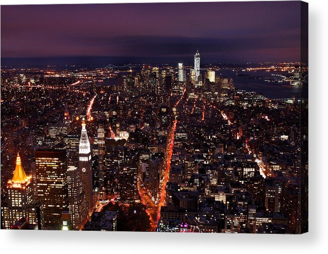 New Acrylic Print featuring the photograph Looking South on NYC New York City Skyline from the Empire State Building Observation Deck by Silvio Ligutti