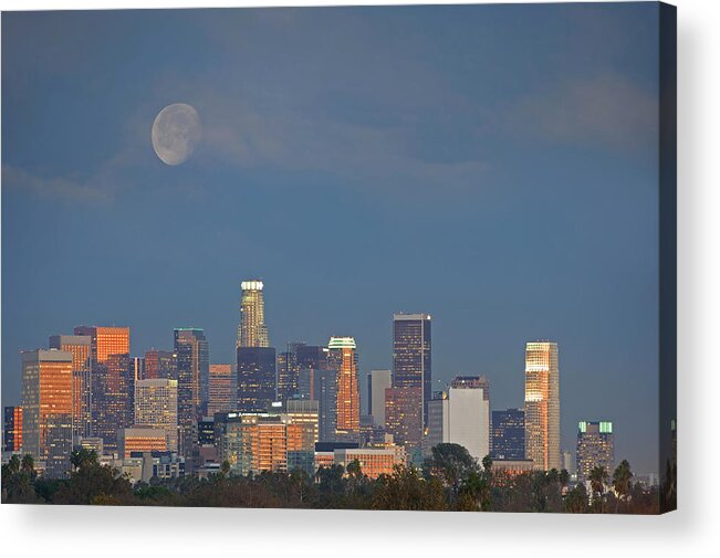 Apartment Acrylic Print featuring the photograph Los Angeles Skyline At Night by Kevinjeon00