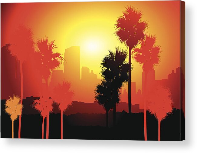 Scenics Acrylic Print featuring the drawing Los Angeles sunset by Nico_blue