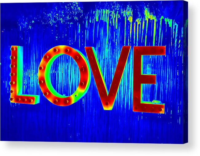 Love Acrylic Print featuring the photograph LOVE message on a New York Wall by Funkpix Photo Hunter