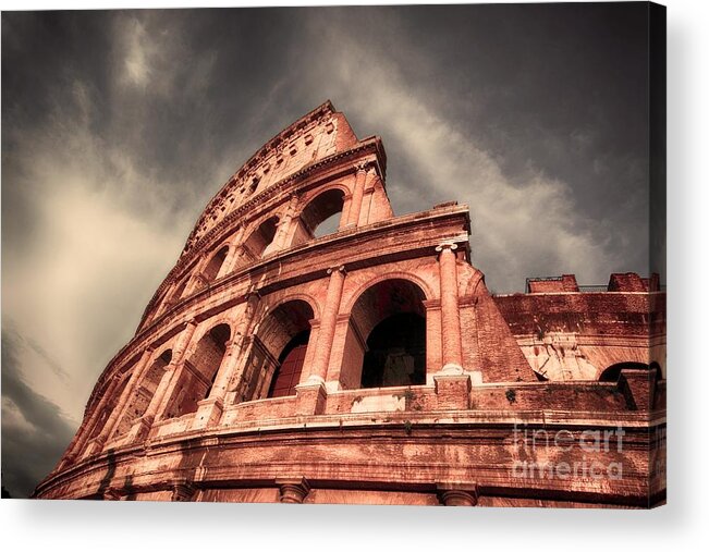Rome Acrylic Print featuring the photograph Low angle view of the roman Colosseum by Stefano Senise