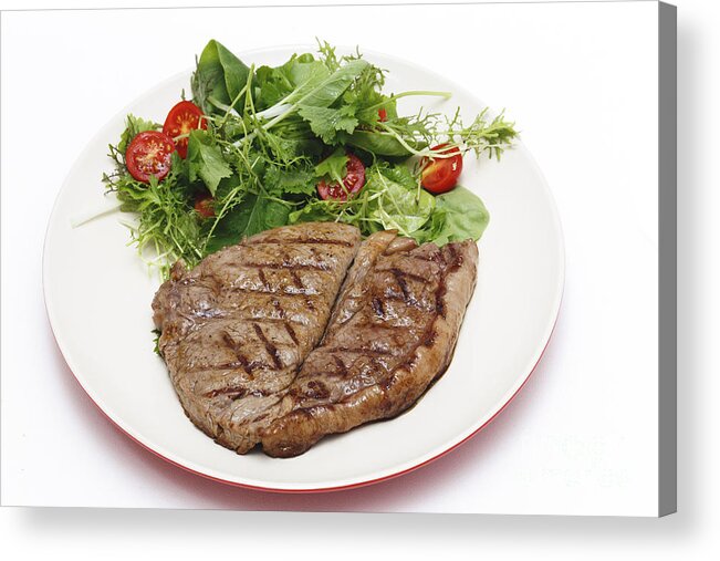 Low-carb Acrylic Print featuring the photograph Low carb steak and salad by Paul Cowan