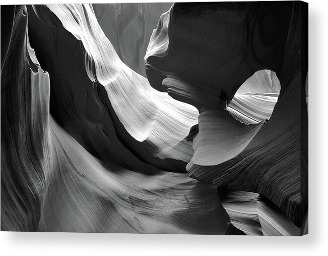 Monochromatic Acrylic Print featuring the photograph Lower Antelope Canyon by Ed Riche
