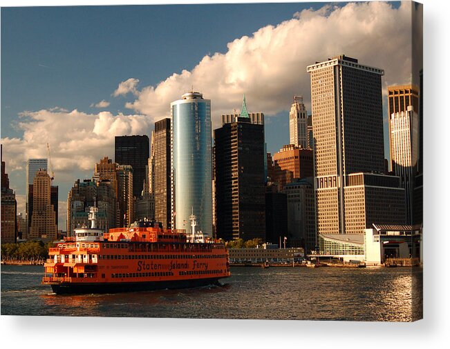 Staten Island Ferry Acrylic Print featuring the photograph Lower Manhattan by James Kirkikis