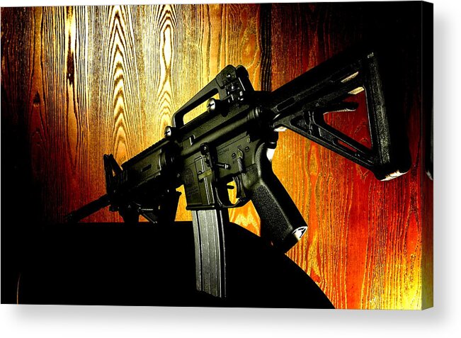 Weapons Acrylic Print featuring the photograph M-4 Rifle by VRL Arts