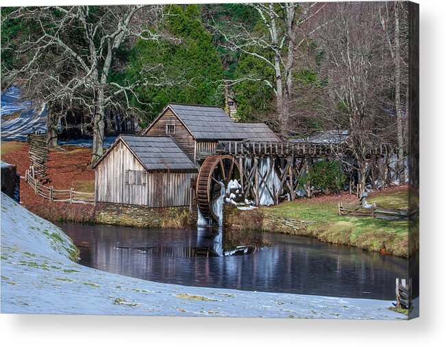 Mabry Mill Acrylic Print featuring the photograph Mabry Mill in Winter by Mary Almond