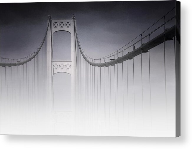 Evie Acrylic Print featuring the photograph Mackinac Bridge in the Fog Michigan by Evie Carrier