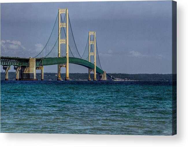 Lighthouse Acrylic Print featuring the photograph Mackinac Bridge by Jerry Gammon