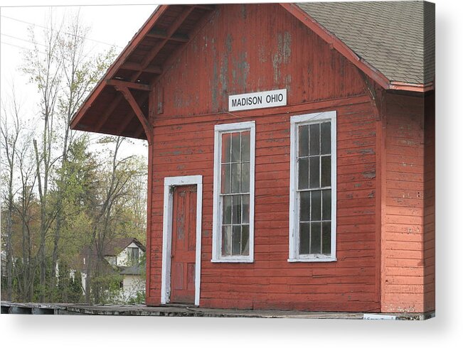 Depot Acrylic Print featuring the photograph Madison Ohio Freight Station by Valerie Collins
