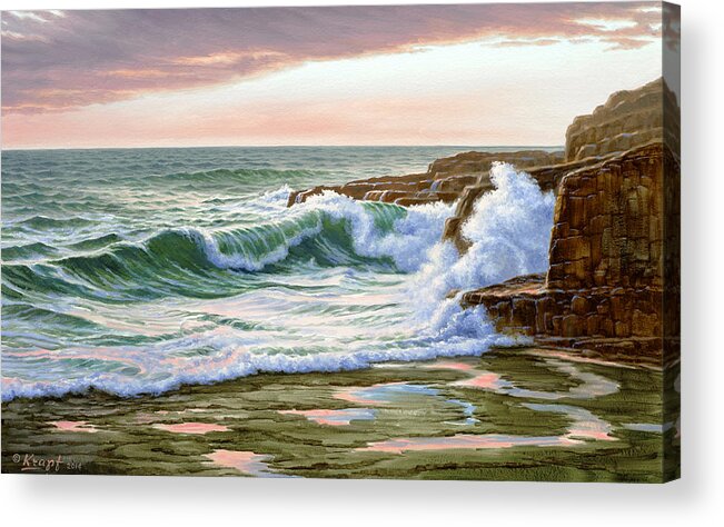 Surf Acrylic Print featuring the painting Maine Coast Morning by Paul Krapf
