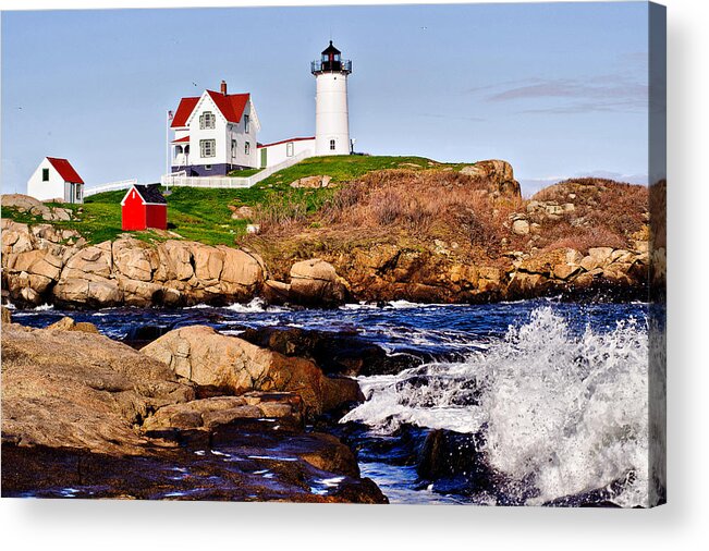 Nubble Light Acrylic Print featuring the photograph Maine's Nubble Light by Mitchell R Grosky