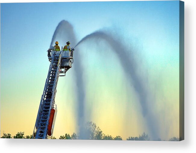 Fireman Acrylic Print featuring the photograph Mainstream at Sunset by Leeon Photo