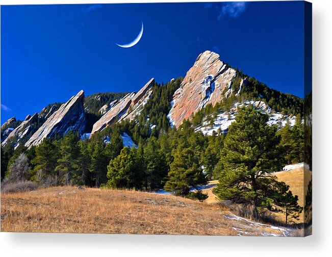 Flatiron Mountain Peaks Acrylic Print featuring the photograph Majestic Flatirons of Boulder Colorado by John Hoffman