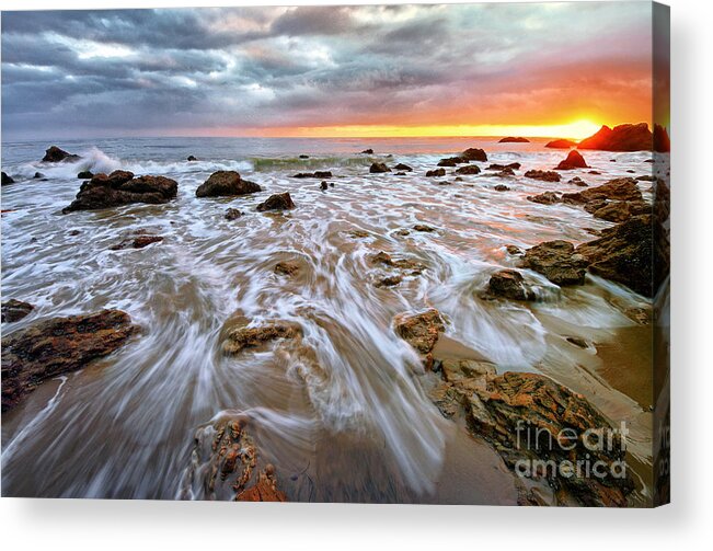 Malibu Beach Acrylic Print featuring the photograph Malibu Beach Sunset by Charline Xia