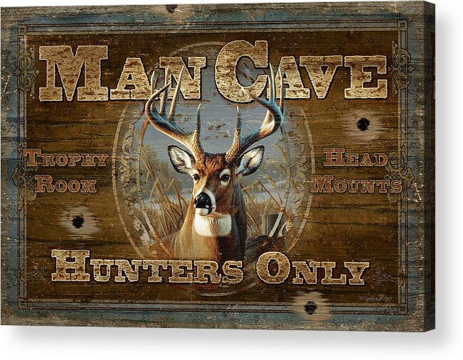 Cynthie Fisher Acrylic Print featuring the painting Man Cave Deer by JQ Licensing