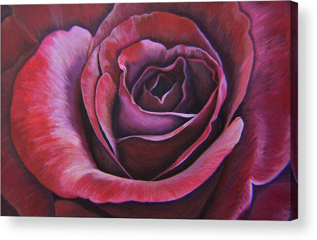 Rose Acrylic Print featuring the painting March Rose by Thu Nguyen