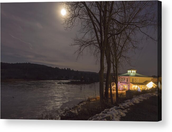 Full Moon Acrylic Print featuring the photograph Marina by Moonlight by Tom Singleton