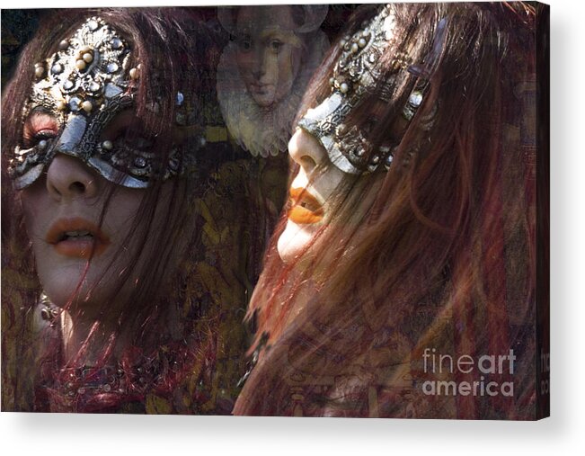 Faces Acrylic Print featuring the digital art Mascarade 1 by Angelika Drake