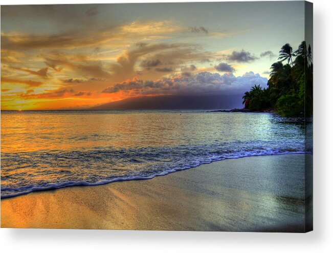 Maui Acrylic Print featuring the photograph Maui Beach Sunset by Kelly Wade