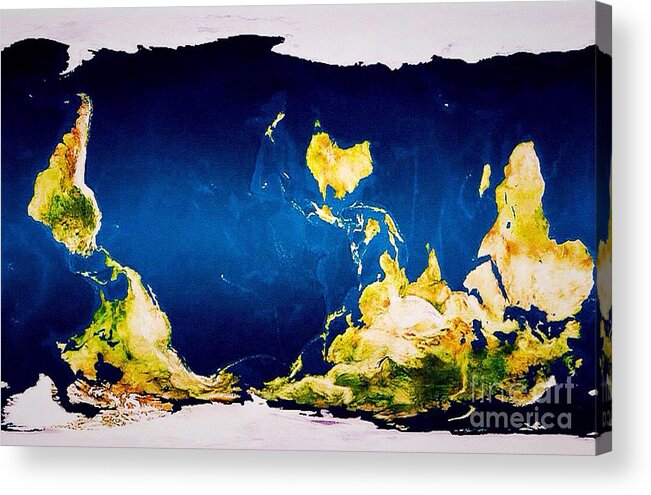 Map Acrylic Print featuring the digital art McArthur's New World Map by HELGE Art Gallery