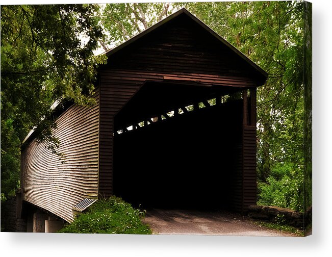 Covered Bridge Acrylic Print featuring the photograph Meems Bottom Bridge by Cathy Shiflett