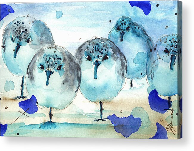 Sanderlings Acrylic Print featuring the painting Meet the Sanderlings by Dawn Derman