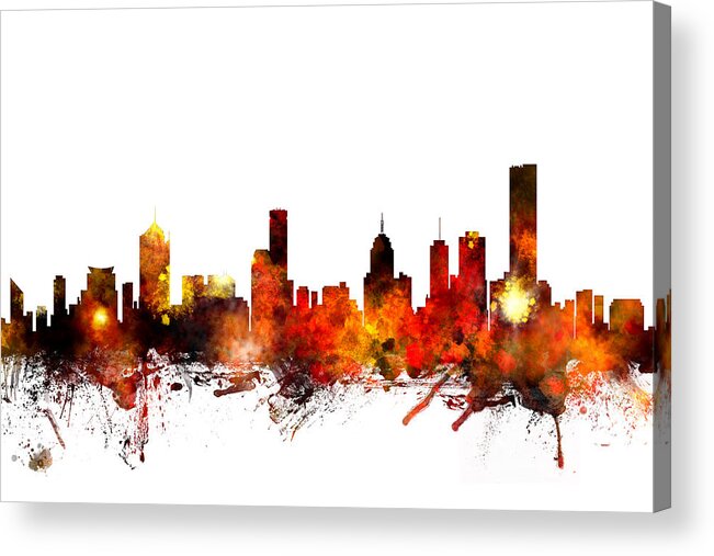 Melbourne Acrylic Print featuring the digital art Melbourne Australia Skyline by Michael Tompsett