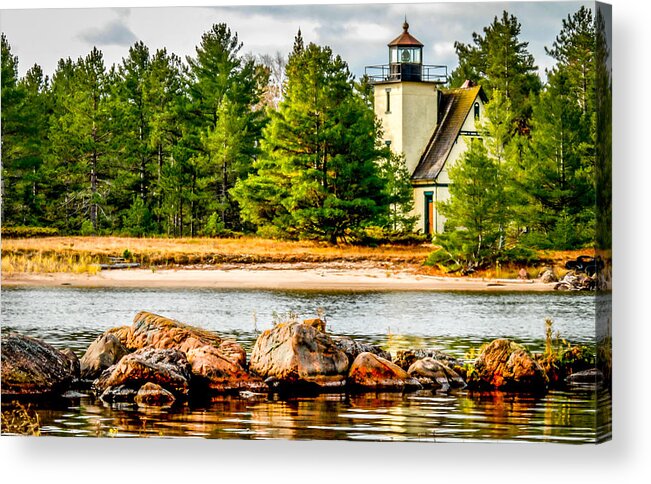 Optical Playground By Mp Ray Acrylic Print featuring the photograph Mendota Bete Grise Lighthouse by Optical Playground By MP Ray