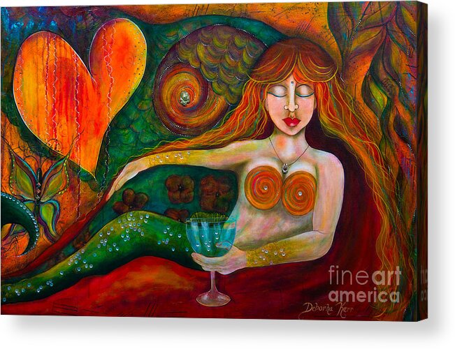 Mermaid Art Acrylic Print featuring the painting Mermaid Musing by Deborha Kerr