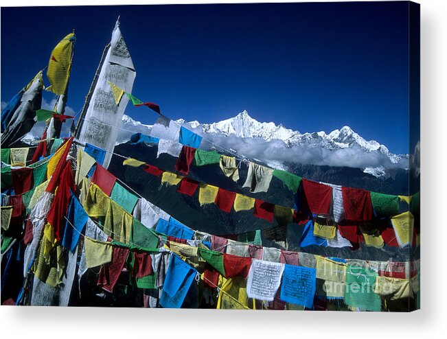 Prayer Flags Acrylic Print featuring the photograph Messages for the Gods by James Brunker