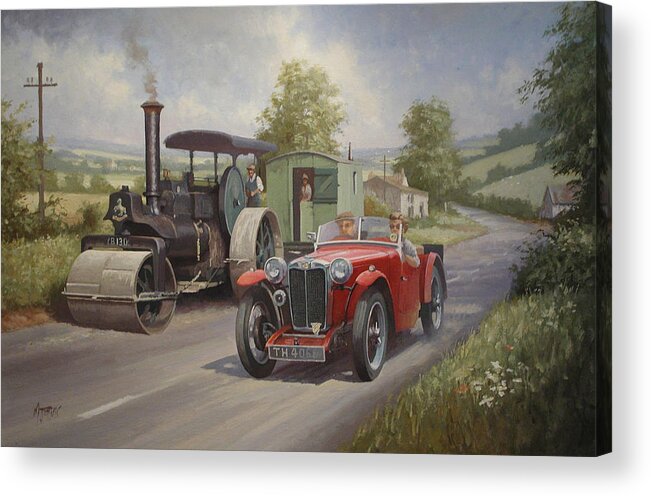United Kingdom Acrylic Print featuring the painting MG sports car. by Mike Jeffries