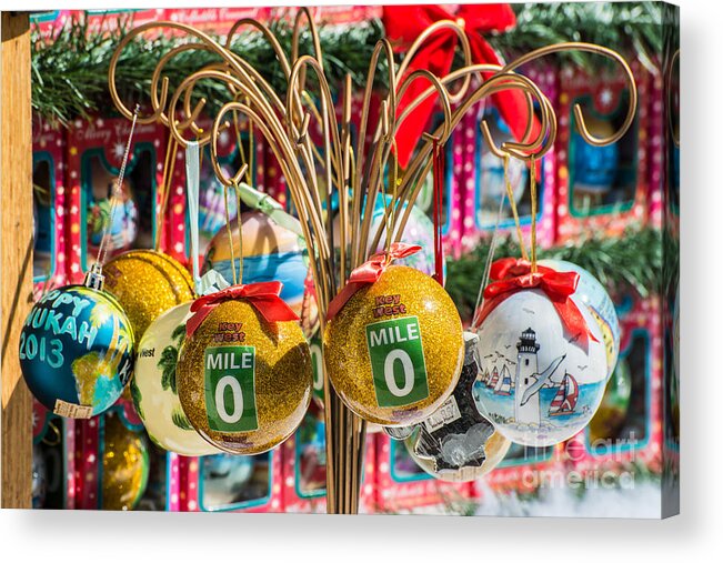 America Acrylic Print featuring the photograph Mile Marker 0 Christmas Decorations Key West 2 by Ian Monk
