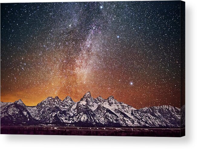Tranquility Acrylic Print featuring the photograph Milky Way Over Grand Teton by Chen Su