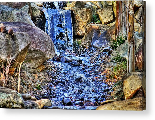 Water Acrylic Print featuring the digital art Mini waterfall drybrush by Andy Lawless