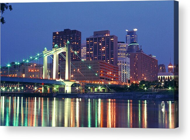 Minneapolis Acrylic Print featuring the photograph Minneapolis Skyline at Night by Hermes Fine Art