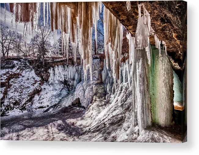 Landscape Acrylic Print featuring the photograph Minnehaha Falls in Winter by Tom Gort