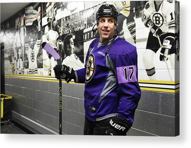 Hockey Fights Cancer Acrylic Print featuring the photograph Minnesota Wild V Boston Bruins by Brian Babineau