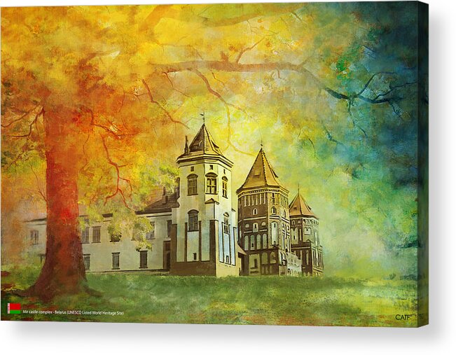 Museum Acrylic Print featuring the painting Mir Castle Complex by Catf