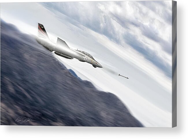 Aviation Acrylic Print featuring the digital art Missile Lock F-14 by Peter Chilelli