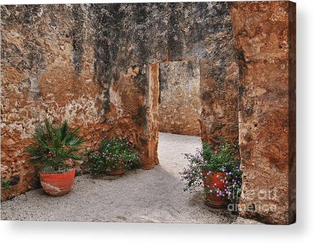 Architecture Acrylic Print featuring the photograph Mission San Jose At San Antonio Texas by Gerlinde Keating