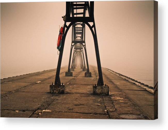 Pier Acrylic Print featuring the photograph Misty Pier by Jason Naudi Photography