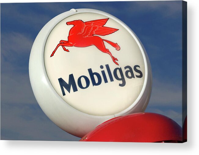 Mobilgas Acrylic Print featuring the photograph Mobilgas Globe by Mike McGlothlen