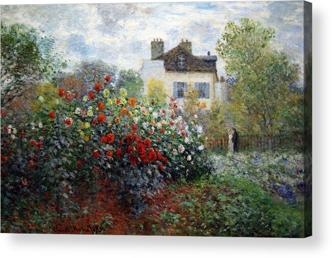 The Artist's Garden In Argenteuil Acrylic Print featuring the photograph Monet's The Artist's Garden In Argenteuil -- A Corner Of The Garden With Dahlias by Cora Wandel