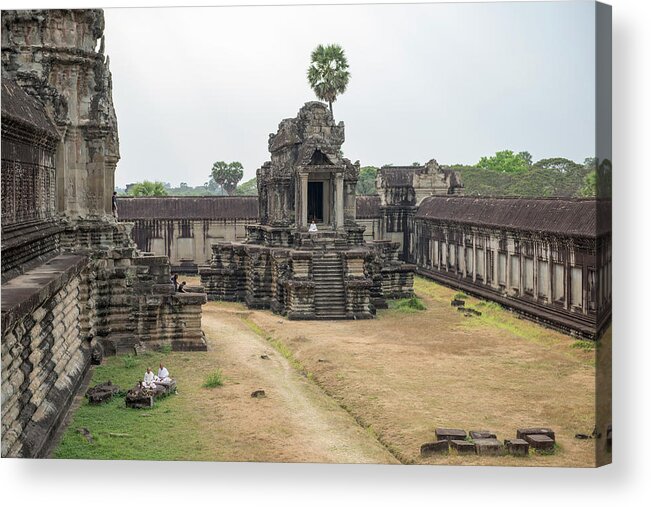 People Acrylic Print featuring the photograph Monks Praying, Angkor Wat, Cambodia by John Harper