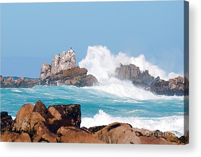 Monterey Bay Acrylic Print featuring the photograph Monterey Bay Waves by Artist and Photographer Laura Wrede