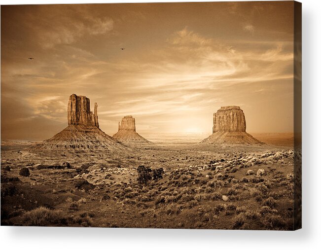 Monument Valley Acrylic Print featuring the photograph Monument Valley Golden Sunset by Good Focused