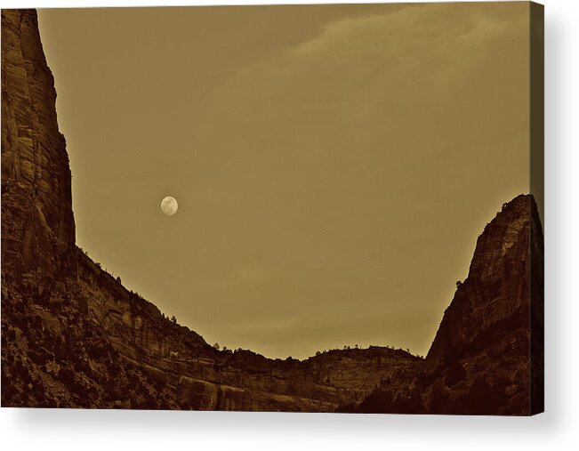 Carmel Acrylic Print featuring the photograph Moon Over Crag Utah by SC Heffner